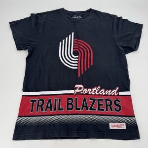 Mitchell & Ness Portland Trail Blazers Black Red White Graphic Tee
